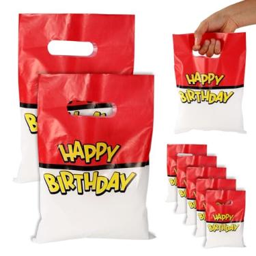 Imagem de 50 Unidades Sacolas de Presente de Animação Desenho Animado, Sacolas Guloseimas Vermelhas e Brancas com Alça para Doces e Lanches Festa Aniversário