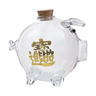 Imagem de Bothyi Cofrinho de vidro borossilicato, enfeite para sala de estar, armazenamento para meninos e meninas, cofre para dinheiro, mesa transparente, porquinho, Claro