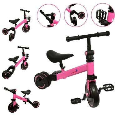 Imagem de Triciclo Infantil 3 Rodas 3 em 1 Bicicleta Equilíbrio sem Pedal Coordenação Rosa Importway Bw312rs