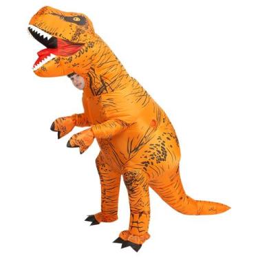 Imagem de Traje de dinossauro inflável viwzon T-Rex para crianças marrom