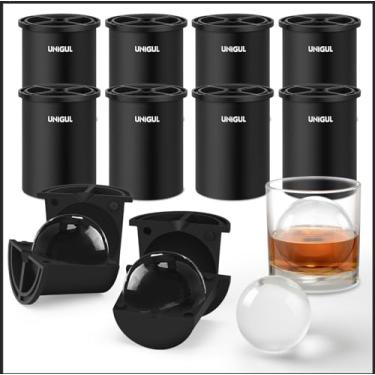 Imagem de Máquina de gelo transparente, molde de bola de gelo de aço inoxidável de 6,3 cm para uísque e coquetéis, moldes de silicone premium sem BPA, máquina de gelo esférica de liberação fácil, presentes de