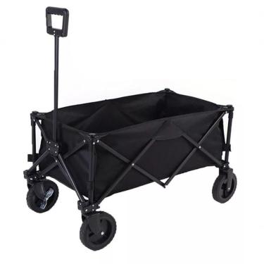 Imagem de Carrinho Dobrável Multiuso Para Camping, Praia E Transporte – 100kg De Capacidade - Preto
