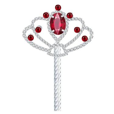 Imagem de CiBiZi Varinhas de princesa de fada varinhas mágicas de liga metálica rainha rei fantasia cetro varinhas para concurso, casamento, Halloween, baile, Vermelho, 15.6Inch