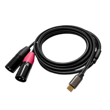 Imagem de BaotyJie Cabo de áudio USB C para 2 XLR macho, conversor de 3 pinos, cabo de microfone profissional, de microfone para laptop, equipamento estéreo, 1.8 Milhões