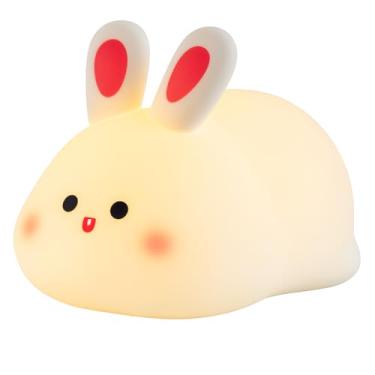 Imagem de Luminária Abajur Coelhinho LED Infantil Decorativa USB Toque Multicor Luz Noturna Quarto Mesa