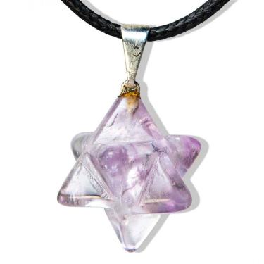 Imagem de Colar Merkabah Ametista Pedra Natural Pino Prateado