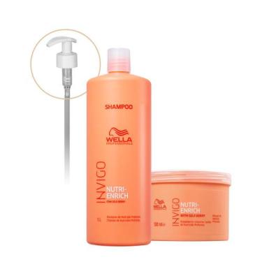 Imagem de Kit Wella Professionals Nutri-Enrich Shampoo Máscara Válvula Pump (3 p