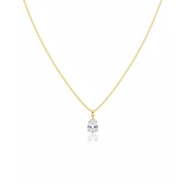 Imagem de Colar Gota 8mm Zircônia Cristal Banhado em Ouro 18K - Lazzuli Joias