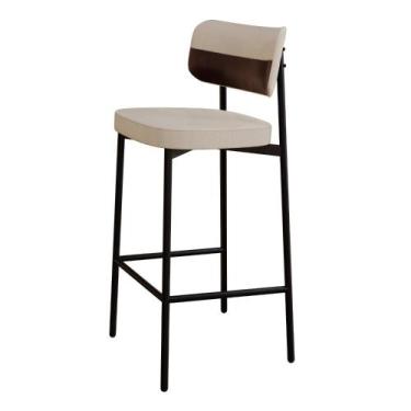 Imagem de Banqueta Alta Alloa Tecido Mesclado Est.Preta - Metalig