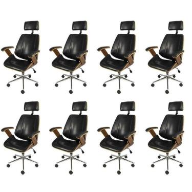 Imagem de Kit 8 Cadeiras para Escritorio Presidente Bergen 3331 Preto