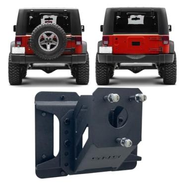 Imagem de LUYWTE Transportador de pneu sobressalente ajustável de até 101,6 cm compatível com Jeep Wrangler JK/JKU Unlimited 2007-2018 (não serve para Wrangler JL 2018) (textura preta)