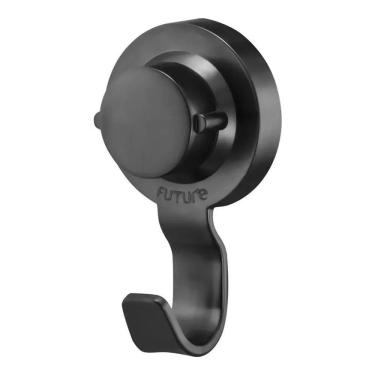 Imagem de 2X Porta Toalha Rosto Com Ventosa Banheiro Lavabo Preto Fosc