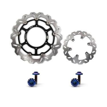 Imagem de Arashi Discos de freio dianteiros traseiros rotores com parafusos de montagem para Suzuki DRZ400SM 2005-2024, peças de acessórios de substituição de motocicleta DR-Z400 DR-Z400E DR-Z400SM