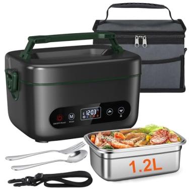 Imagem de Anpress Lancheira elétrica sem fio de 100 W para adultos 24.000 mAh Lancheira aquecida alimentada por bateria 1,2 L com autoaquecimento aquecedor de alimentos portátil com bolsa isolada para homens