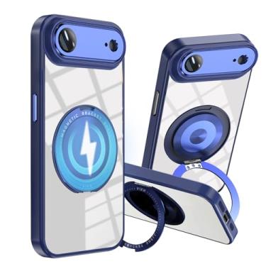 Imagem de Wousunly Compatível com iPhone 17 Air capa transparente com suporte magnético, capa de telefone para iPhone 17 Air Soft Slim com anel Kickstand capa protetora à prova de choque capa traseira