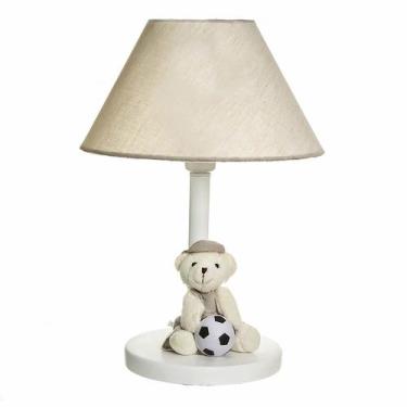 Imagem de Abajur Madeira Urso Com Bola Bege Quarto Bebê Infantil - Potinho de me