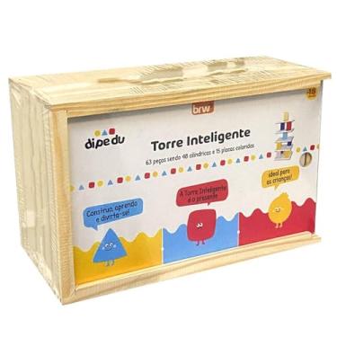 Imagem de BRW Brinquedo Educativo Torre de Equilibrio Inteligente Madeira 63 Peças