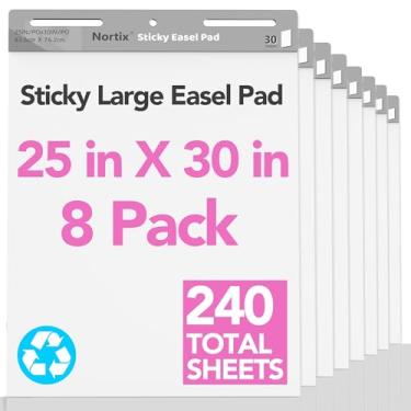 Imagem de Nortix Papel de quadro flip, almofadas de cavalete adesivas, papel gráfico para professores, dupla finalidade atualizada para quadro flip e quadro de apagar a seco, adesivo Srong e resistente a manchas, 63,5 x 76,2 cm, 30 folhas/bloco, 8 blocos