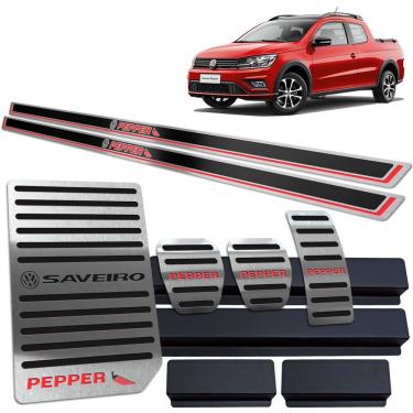 Imagem de Soleira Pedaleira Descanso Saveiro Pepper 2018/2020 Preto AR