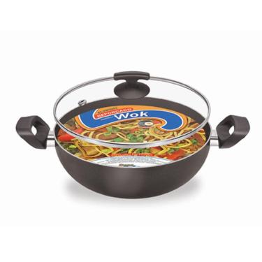 Imagem de Wok 28 C/Alça E Tampa De Vidro - Preta 0.263 Dona Chefa