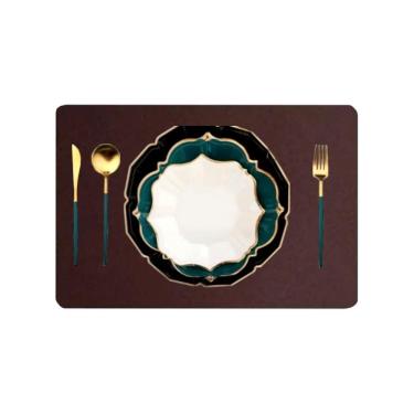 Imagem de 6 Jogo Americano Couro Impermeável Limpa Facil Para Mesa