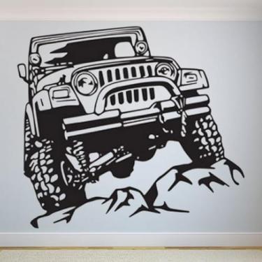 Imagem de Adesivos de parede de veículos off-road, pôsteres de parede Jeep, decalques artísticos de carro, decorações de quarto infantil, murais 115 x 115 cm