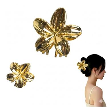 Imagem de Kit 2x Piranha Prendedor De Cabelo Metal Flor Versátil Piranha Presilha Metal Dourada Vintage Luxo Feminina Elegante Mulheres Menina