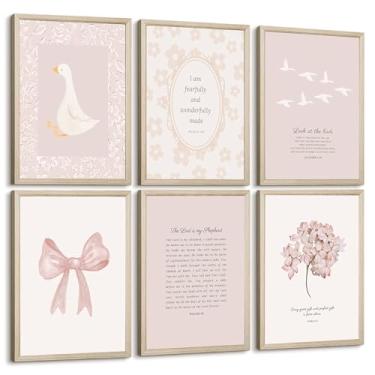 Imagem de Arte de parede cristã de berçário impressões de versículo bíblico rosa menina quarto de berçário decoração de parede pôster de arco coquete Jesus Boho imagens das escrituras vintage arte floral para