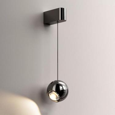 Imagem de Luminária de parede LED moderna Globe, luminária criativa de parede de alumínio Globe com cúpula de vidro transparente, 3 modos de cor, luminária de parede nórdica retrátil suspensa com fio,