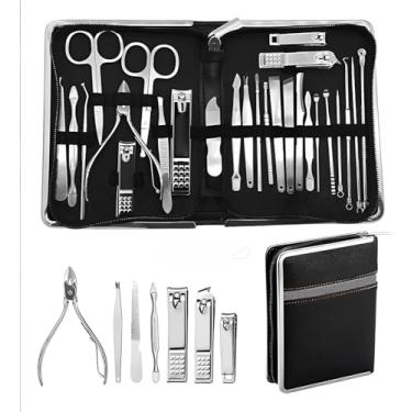 Imagem de Kit Manicure Profissional de Aço Inoxidável com 26 Peças – Conjunto Completo para Mãos e Pés com Estojo Luxuoso – Ferramentas para Podologia e Cuidados Unhas.