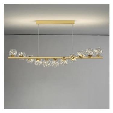 Imagem de Lustre de teto longo de bola de vidro dourado compatível com mesa de bar sala de jantar cozinha ilha luzes pendentes decoração para casa lustre luminária lustre luminária