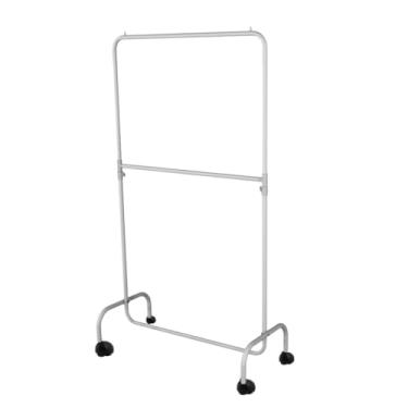 Imagem de Arara Desfile Dupla com Rodinhas 100cm Para Roupas Reforçada Altura Regulável (BRANCA)