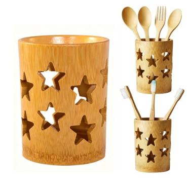 Imagem de Suportes de escova de dentes de bambu ecológicos com suporte de escova de dentes e pasta de dente - Suporte de escova de dentes de madeira para banheiros, suporte de escova de dentes de bambu bem