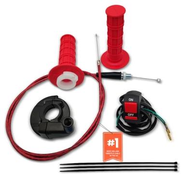 Imagem de NZZLXKFJ 7/8 22 mm Acelerador de Acelerador de Torção, Mini Kit de Cabo de Acelerador de Bicicleta, Kit de Cabo de Acelerador para 50cc 90cc 110cc 125cc150cc 200cc 250cc 4-Stroke Dirt Bike, Mini Bicicleta de Bolso para Bicicleta. (vermelho)