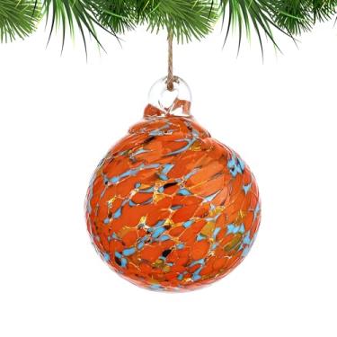 Imagem de Bolas de vidro soprado à mão para pendurar no jardim, bolas da amizade, enfeites de bola de Natal para decoração de árvore de Natal (laranja - A)