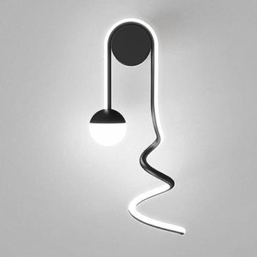 Imagem de Luminária de parede espiral linear, luminária de parede de metal ultrafina com abajur de acrílico esférico, luzes de parede modernas de LED de 21 W, luzes de parede de iluminação de cabeceir