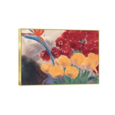 Imagem de BMZFYBS Arte de parede em tela de flores reprodução de pintura famosa - imagens de moldura dourada para sala de estar - Still Life 2-Decor Poster and Prints 20x30cm8x12in