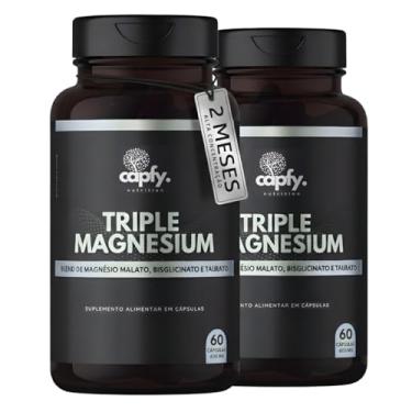 Imagem de Kit 2x Tri Magnésio Malato Taurato Bisglicinato 600 mg 60 Cápsulas Triple Magnesium Premium Alta Concentração Capfy. Nutrition