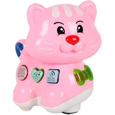 Imagem de Gatinho Interativo Bate e Volta com Luz e Som – Brinquedo Educativo Musical que Conta Histórias e Ensina Sons de Animais | Ideal para Bebês e Crianças +2 Anos (Rosa)