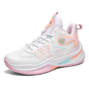 Imagem de Novetra Tênis de basquete masculino duráveis ​​para adolescentes, antiderrapantes para quadras internas e externas(Pink,39 BR)