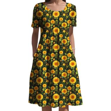 Imagem de Vestido feminino Medlor Boho de manga curta com estampa floral 2025