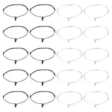 Imagem de Bestewelry 20 pulseiras de cordão de nylon trançado, preto, branco, ajustável, pulseira da amizade, feita à mão, meio acabamento, com anéis de salto para pulso, faça você mesmo, acessório para fazer