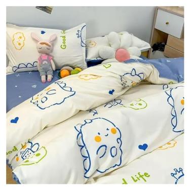 Imagem de Lindo conjunto de capa de edredom com estampa de corvo cereja laranja solteiro casal tamanho queen com fronhas de lençol plano (G Queen 4 peças 200x230)