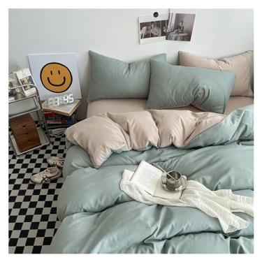 Imagem de Conjunto de capa de edredom King de cor sólida, conjunto de capa de edredom preto, conjunto de capa de cama de tecido adequado para a pele (D tamanho solteiro 4 peças)