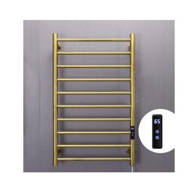 Imagem de Toalheiro elétrico com 10 barras, aquecedor de toalhas aquecido montado na parede de aço inoxidável, escorredor de toalhas quentes para banheiro com temporizador de temperatura constante, visor LCD