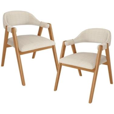 Imagem de Kit 2 Cadeiras de Jantar e Estar Living Estofada Nadja L02 Linho Palha