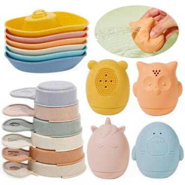 Imagem de Brinquedos de banho para bebês AMCHSURI, pacote com 16, para crianças 