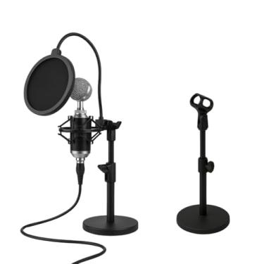 Imagem de Suporte Pedestal de Mesa Tripé para Microfone BM800 Base Revestida, Regulável, Compatível Shock Mount Aranha Suporte Almofadado/Acolchoado para Podcast, Estúdio