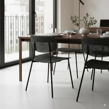 Imagem de Kit com 4 Cadeiras Chicago, Estilo Contemporâneo (Preto)