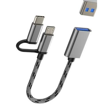 Imagem de Adaptador USB C Micro USB para USB (2 em 1) Porta USB-A OTG 3.0 para iPhone 15 16 compatível com Samsung MacBook Tipo C para Apple Thunderbolt Android Phone Connector Drive para iPad Adaptador